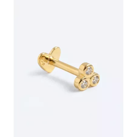 Gold Coran Piercing | Three Gold Sparkles with Cubic Zirconia - Moon