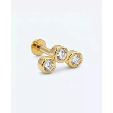 Gold Vein Piercing | Triple Stud Gold Climber with Internal Thread - moon