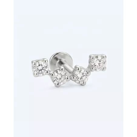 ZETH Piercing Silver | Curved Climber 925 Sterling Silver with 4 Cubic Zirconia - moon