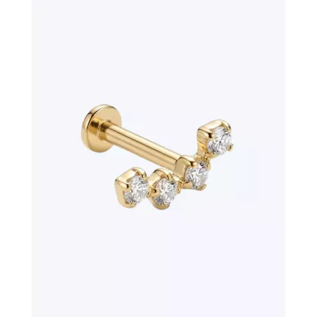 Gold XETH Piercing | Curved Gold Climber Piercing with Cubic Zirconia - moon
