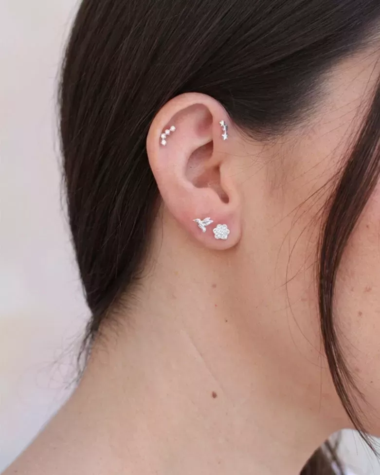 VELQIS Silver Piercing | Silver Star Climber Design Piercing - Moon