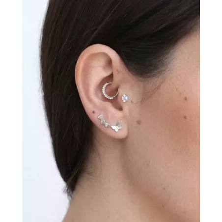 ZORAI Silver Piercing | Sterling Silver Small Clover Flat Closure - Moon