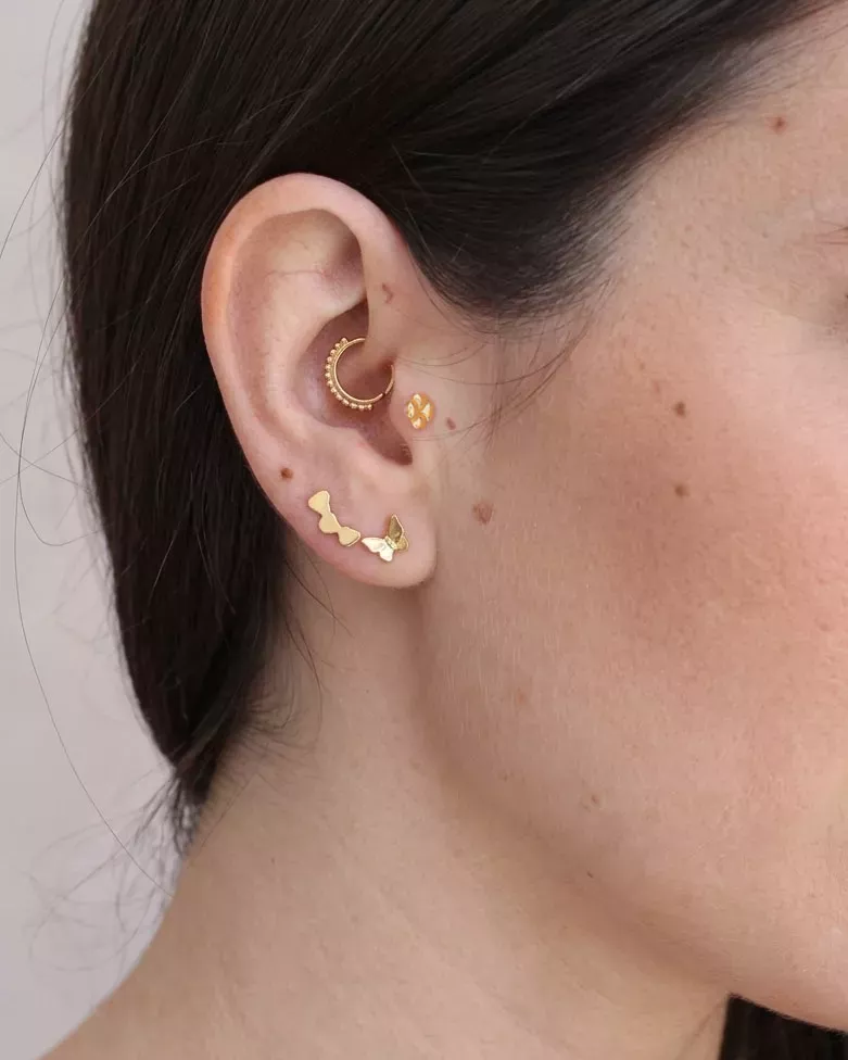 XIREL Gold Piercing | Gold-Plated Silver Jewelry for Helix and Flat - Moon