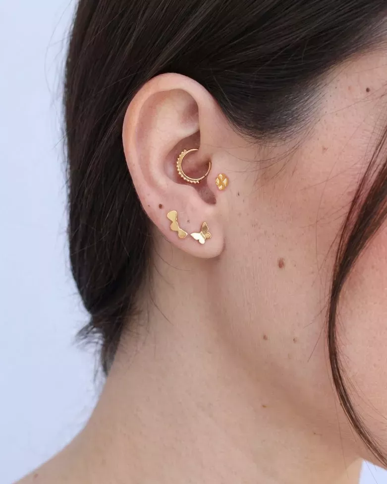 OLYRA Gold Piercing | Butterfly Piercing in 925 Sterling Silver - moon