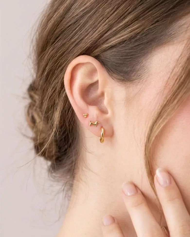 LUVIX Gold Piercing | Gold Plated with Balls and Front Closure - moon