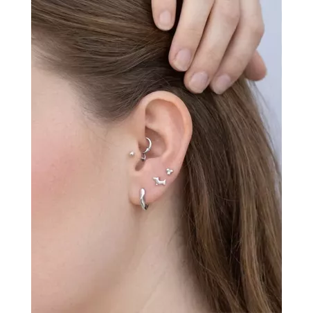Piercing LUVIX Plata | Tres Bolitas con Cierre Rosca Tragus Helix - moon