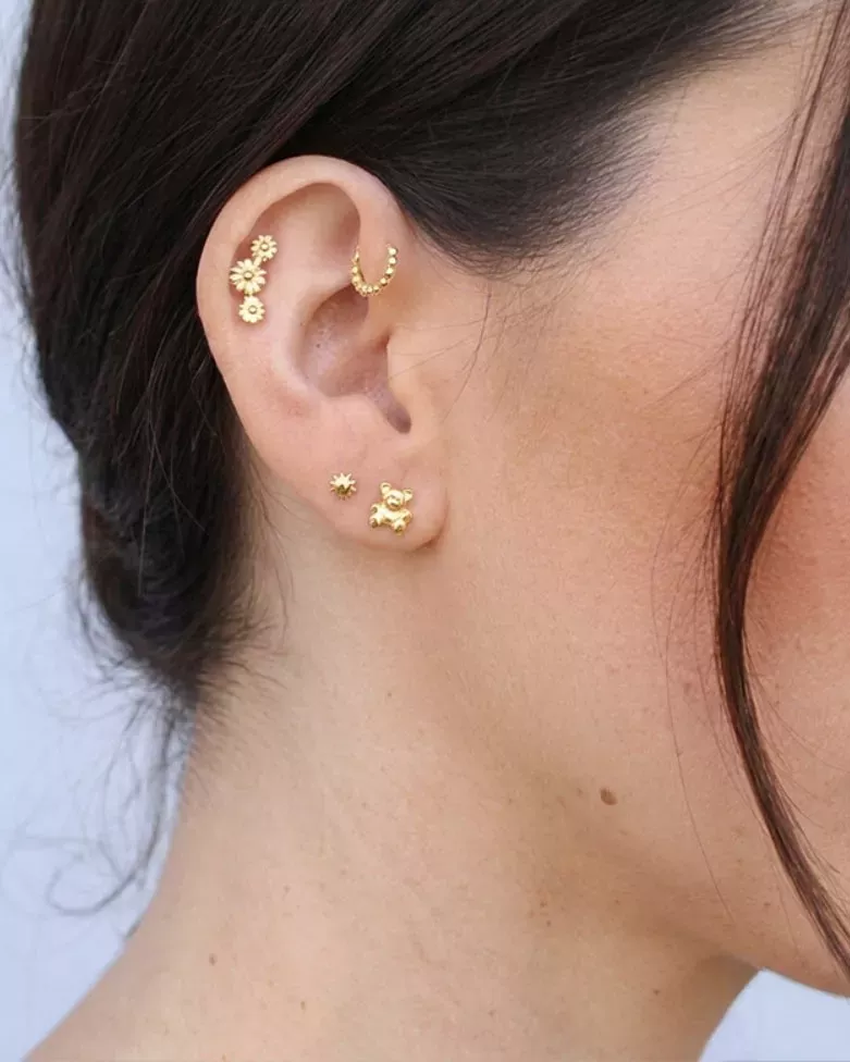 KRYLA Gold Piercing | 925 Sterling Silver Bear Piercing - moon