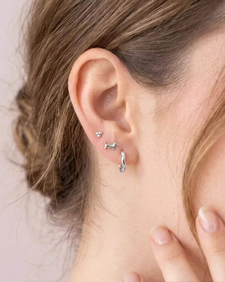 Silver Morlen Piercing | Dachshund Piercing in 925 Sterling Silver - moon