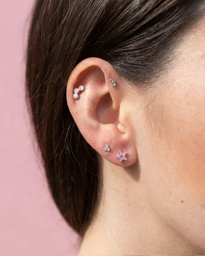 Piercing NIVA Plata | Media Luna Plata 925 con Circonitas - moon