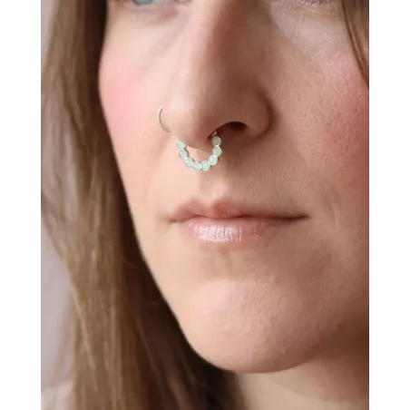 Piercing Septum Clicker Plata de Ley con Amazonita Natural | Moon Plata