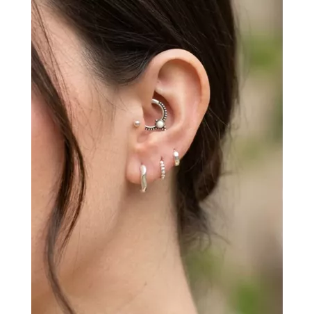 Piercing Septum Clicker Plata de Ley Oxidada con Nácar | Moon Plata