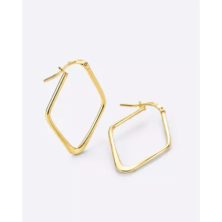 RIVEN Gold Earrings | Geometric Gold Hoops - moon