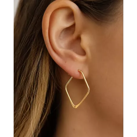 RIVEN Gold Earrings | Geometric Gold Hoops - moon