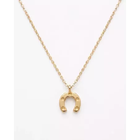 VETRA Gold Necklace | Gold Horseshoe Choker Amulet - moon