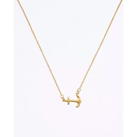 DEVI Gold Necklace | Golden Anchor 925 Sterling Silver Nautical Choker - moon
