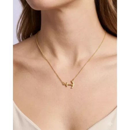 Collar DEVI Oro | Ancla Dorada Plata 925 Gargantilla Marinera - moon