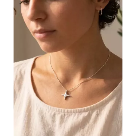 Vienna Silver Necklace | Sterling Silver North Star Necklace - moon