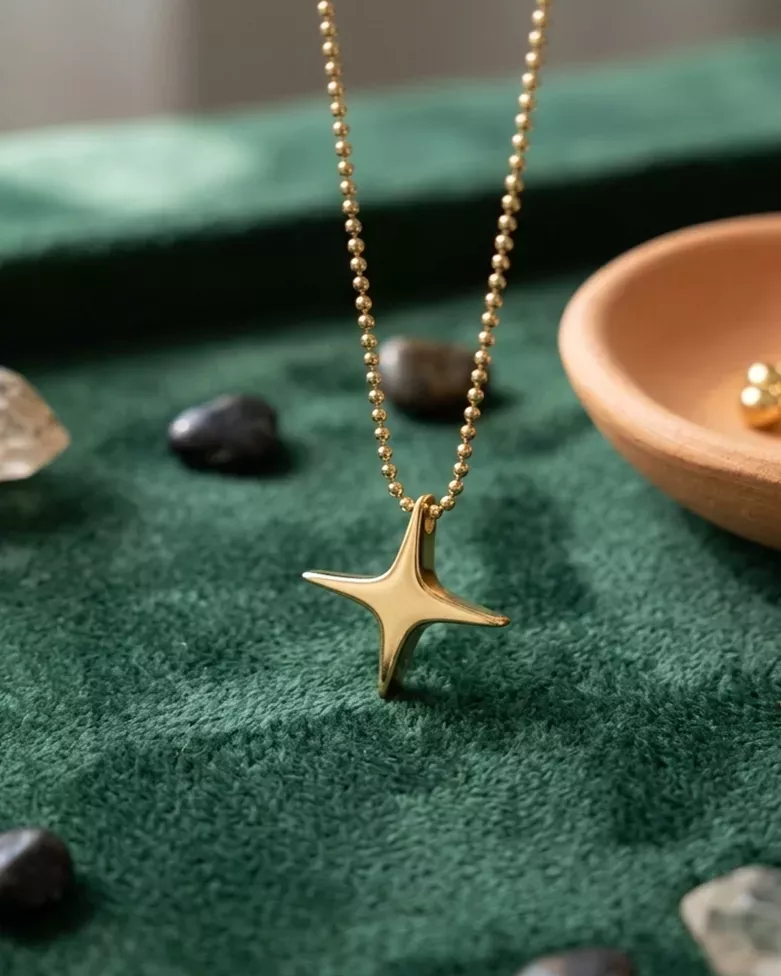 Vienna Gold Necklace | Gold North Star Necklace - moon