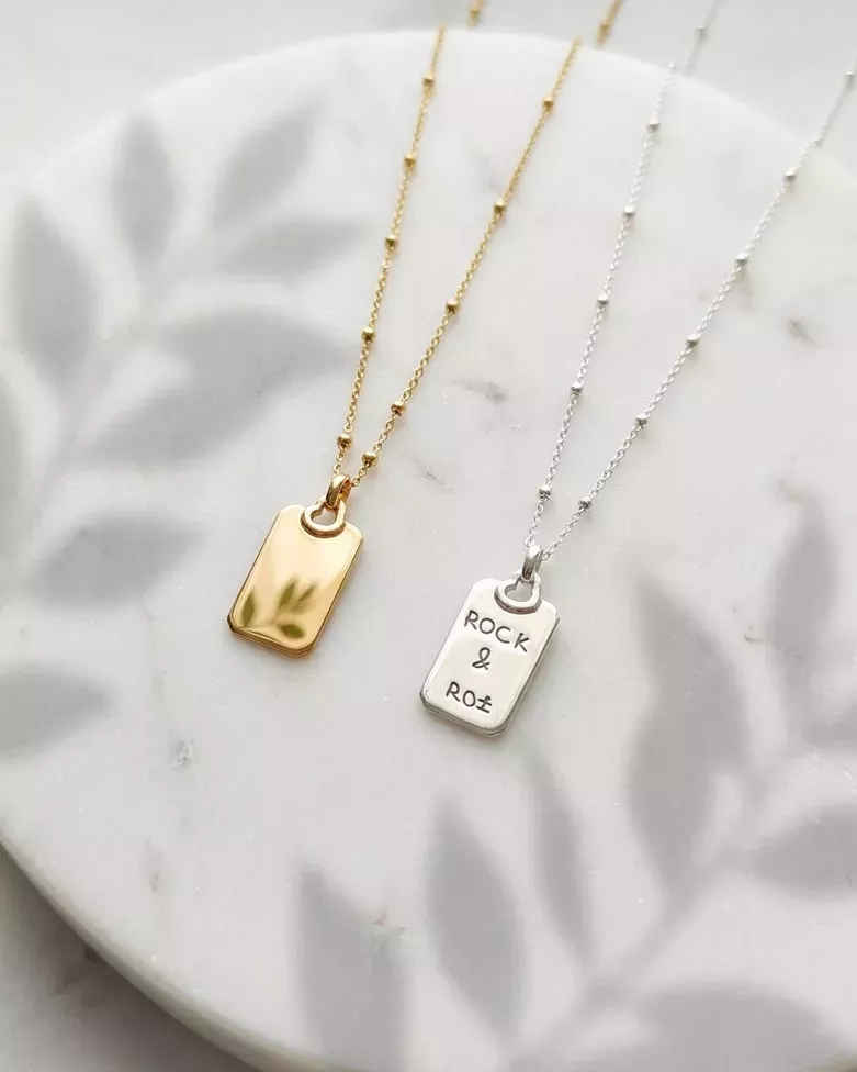 Collar Personalizable Brisa Plata | Medalla grabar en plata - moon