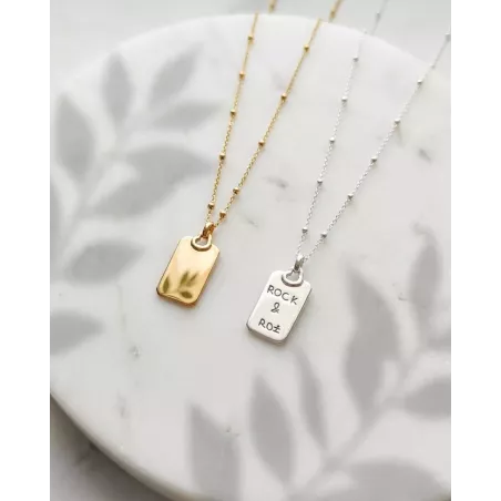 Personalized Silver Breeze Necklace | Engravable Sterling Silver Medal - Moon