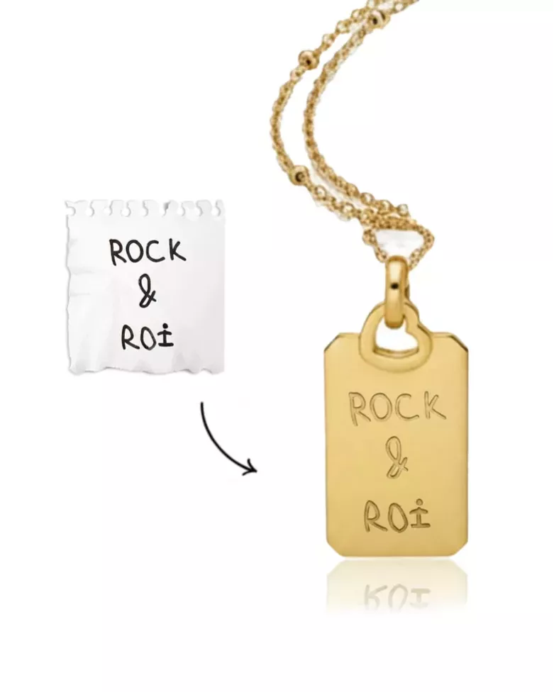 Engravable Gold Necklace with Rectangular Heart Pendant | moon