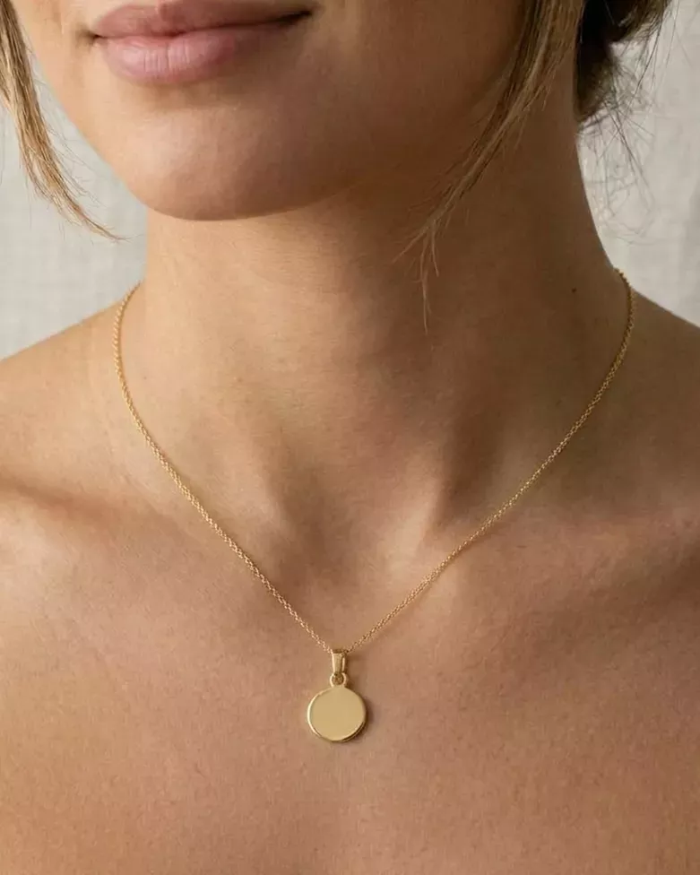 Personalized Medal Necklace | Engravable Plate: Drawing, Word... - moon