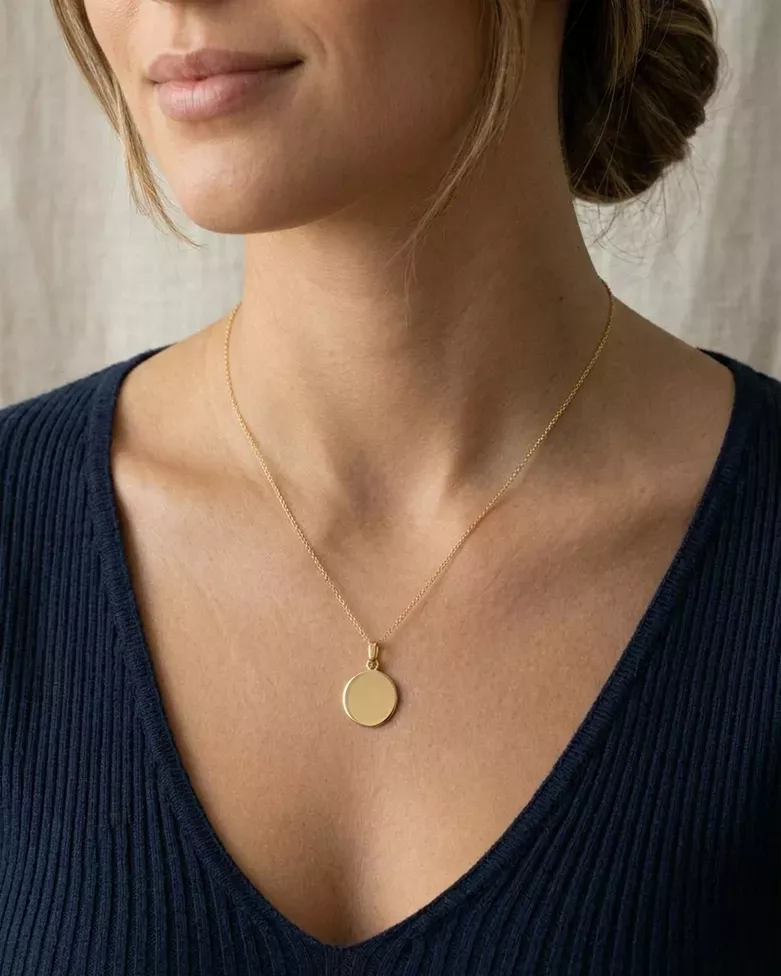 Colgante Redondo para Grabar | Chapa Dorada Personalizable - moon
