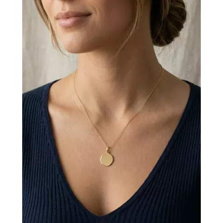 Personalized Medal Necklace | Engravable Plate: Drawing, Word... - moon