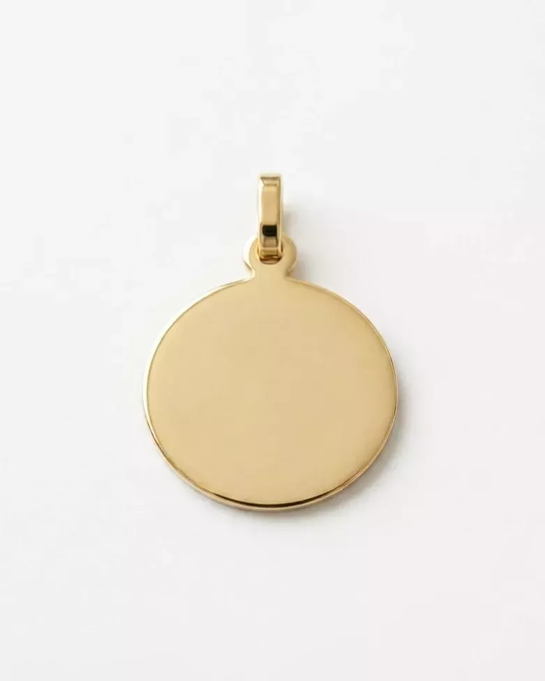 Medalla Redonda Personalizada Plata de Ley 925 y Baño en Oro - moon