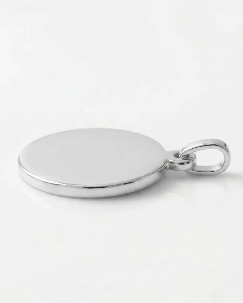 Charm Colgante Redondo Grabable | Chapa Plata Personalizable - moon