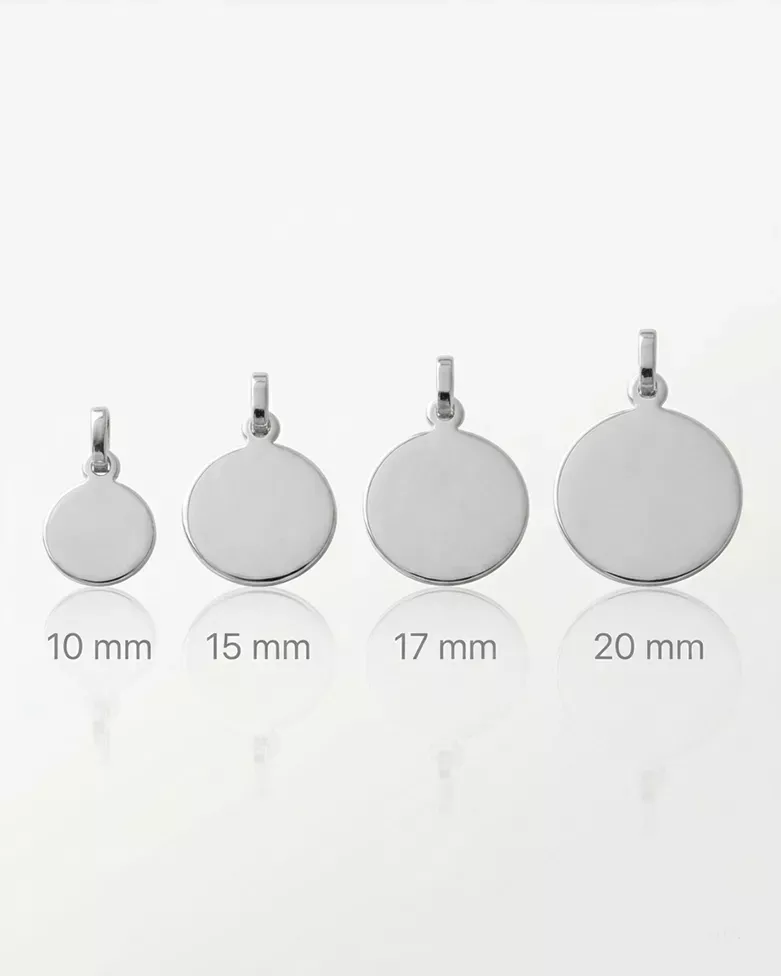 Charm Colgante Redondo Grabable | Chapa Plata Personalizable - moon