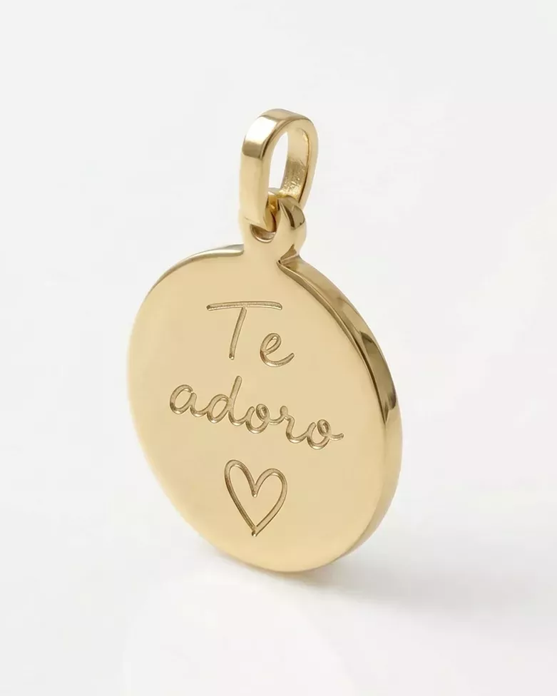 Medalla Redonda Personalizada Plata de Ley 925 y Baño en Oro - moon