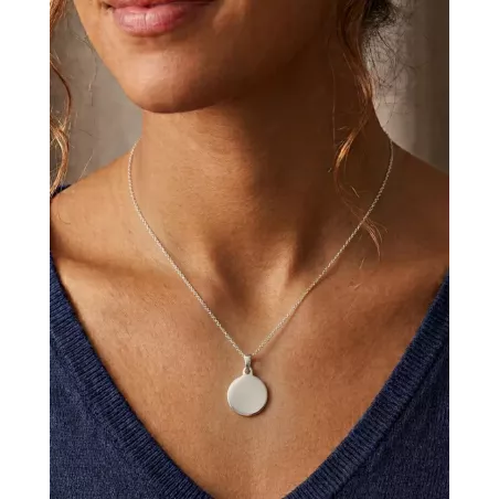 Personalized Medal Necklace | Engravable Plate: Drawing, Word... - moon