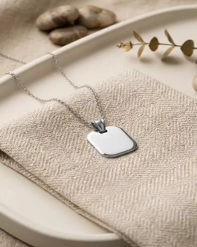 Charm Colgante Cudrado Grabable Plata