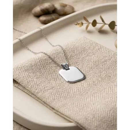 Charm Colgante Cudrado Grabable Plata