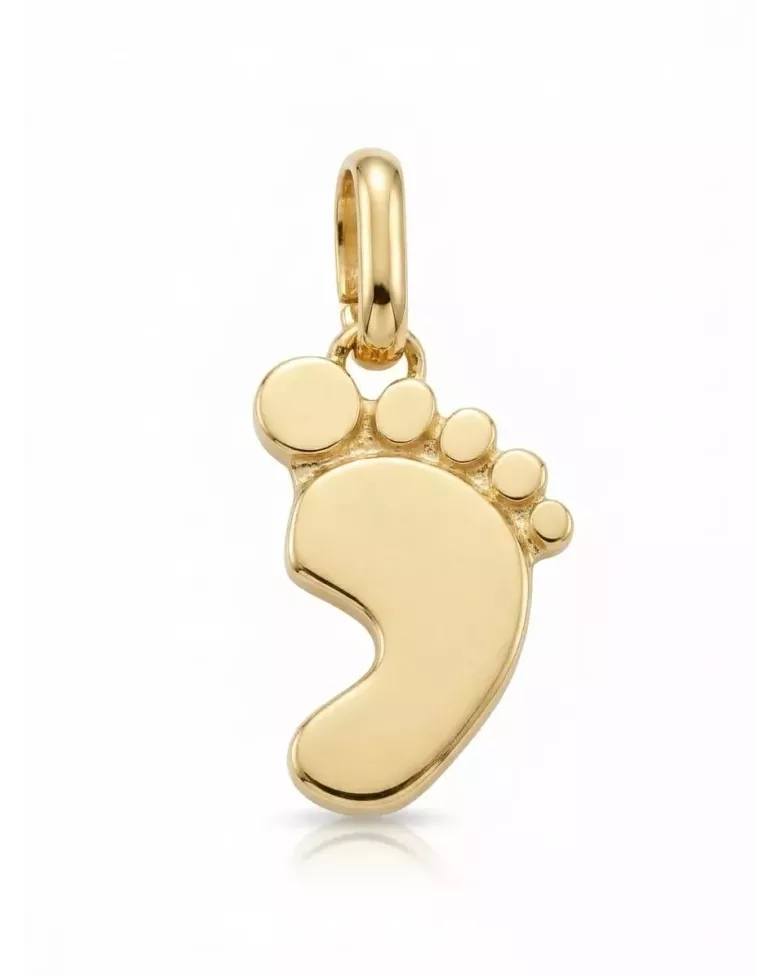 Gold-Plated Baby Footprint Pendant | Personalized Jewelry - moon