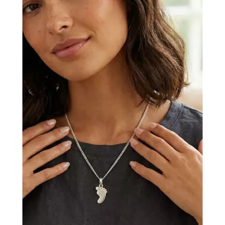 Personalizable Sterling Silver Footprint Pendant | Engravable - Moon