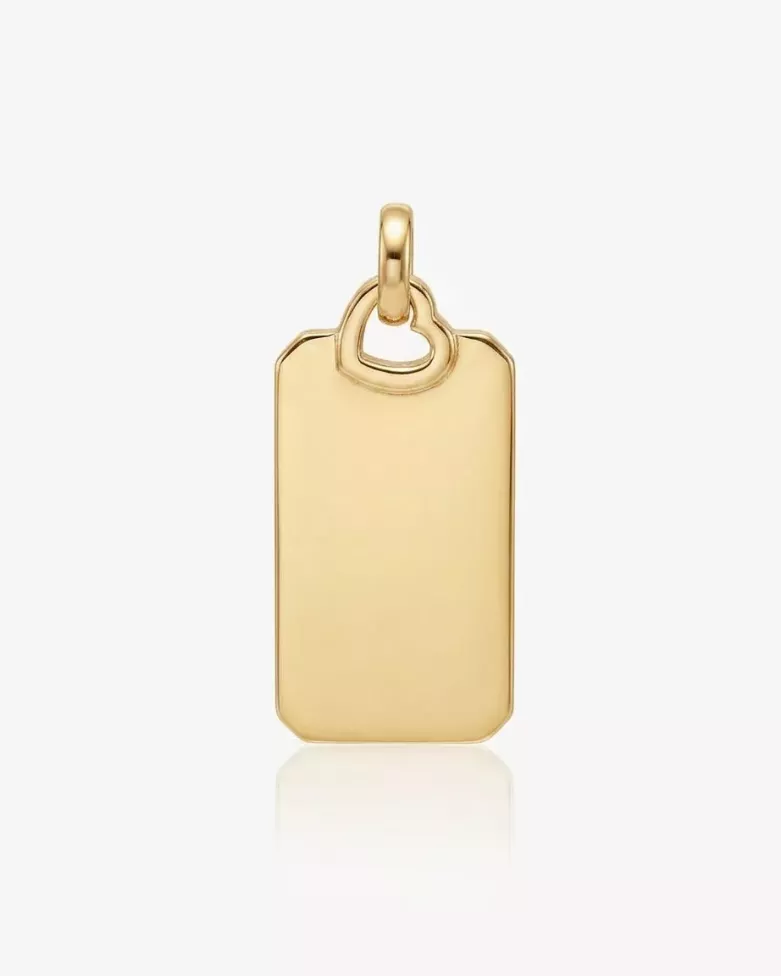Engravable Gold Necklace with Rectangular Heart Pendant | moon