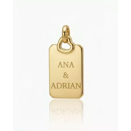 Engravable Gold Necklace with Rectangular Heart Pendant | moon