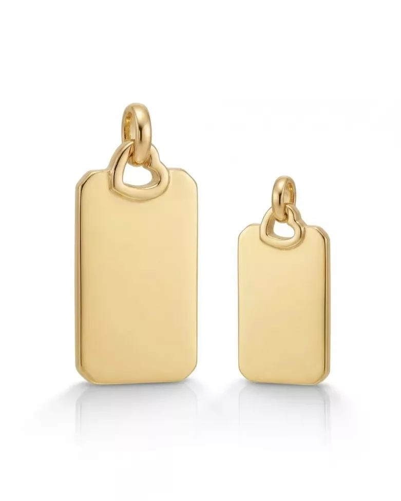 Engravable Gold Necklace with Rectangular Heart Pendant | moon