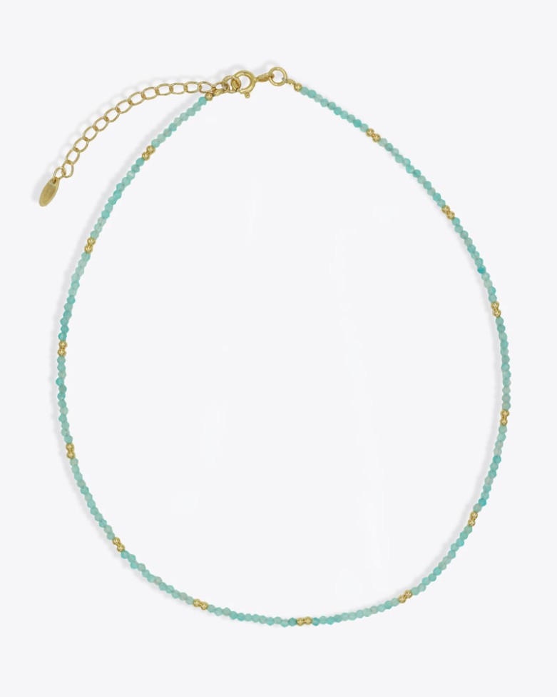 Collar CHAKRA Amazonita Gold | Piedritas de colores en azul - moon