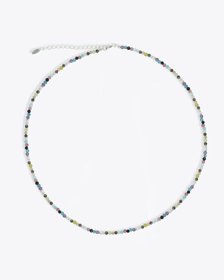 Collar CHAKRA Multicolor | Mix de piedritas de colores en plata - moon