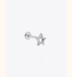 Piercing FINN | Estrella hueca en plata con cierre plano - moon