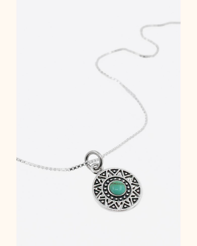 Collar TOKYO MINI | En plata con colgante diseño mandala y piedra azul - moon