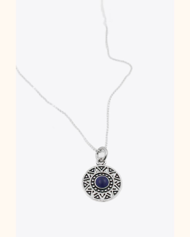 Collar TOKYO MINI | En plata con colgante diseño mandala y piedra azul - moon