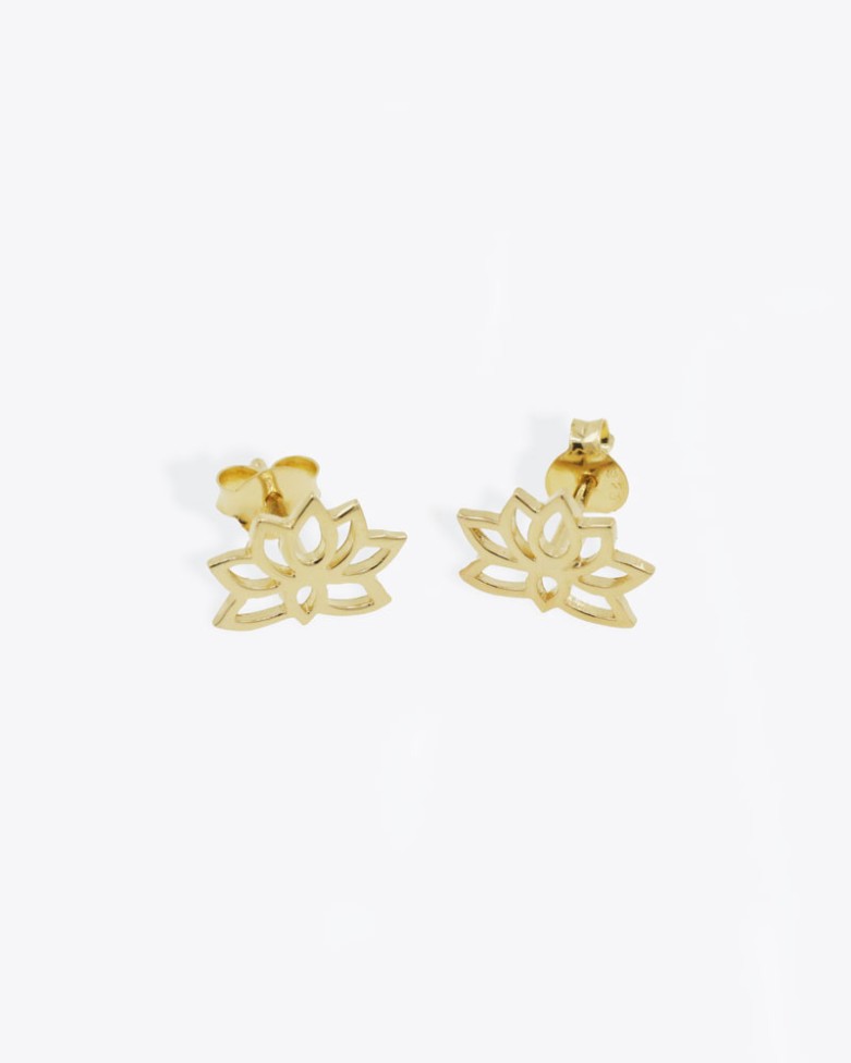 Pendiente NILO mini Gold | Pendientes en plata flor de loto - moon