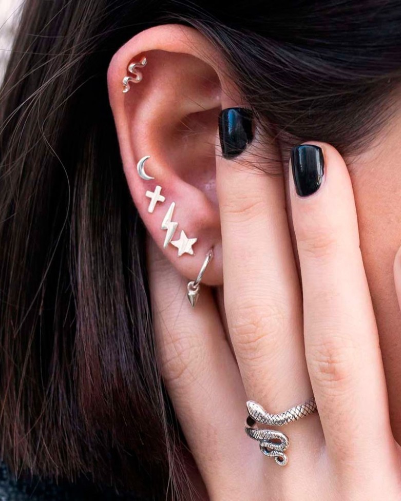 Pendiente NAAB | Pendiente plata pequeño con forma de estrella - moon