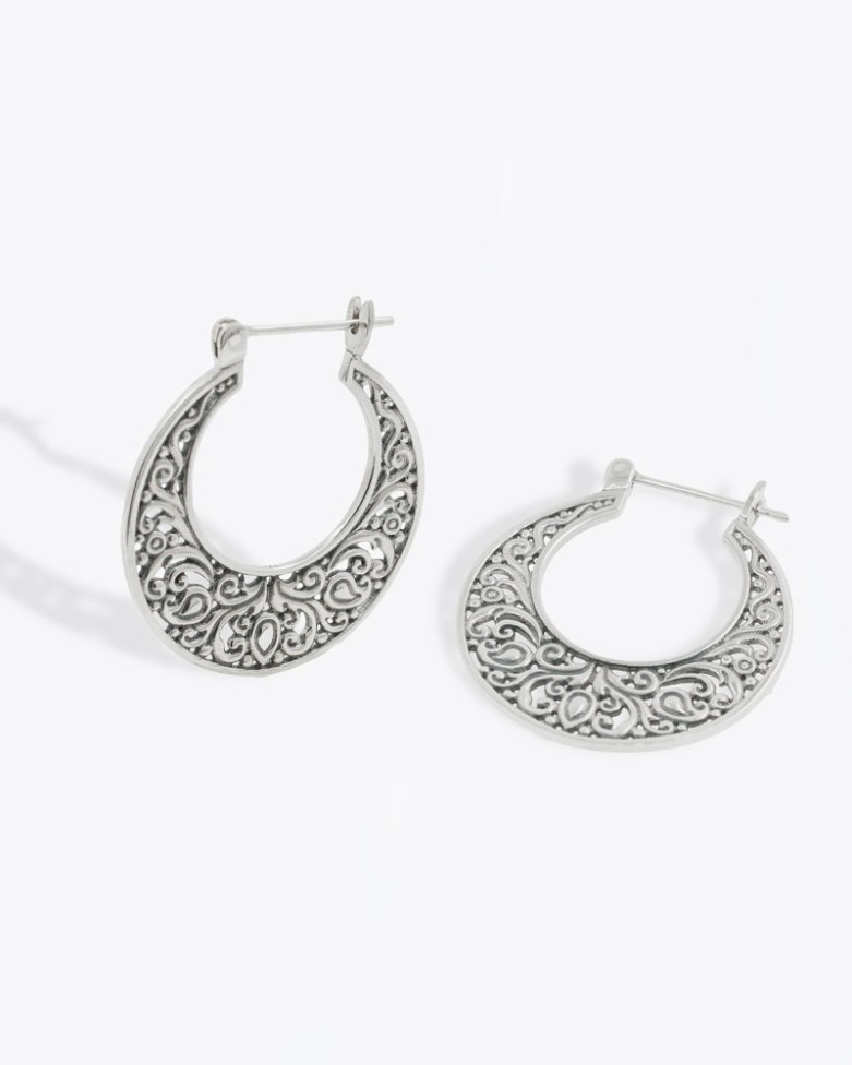 Aros NARA | Pendientes de aro en plata adornado estilo boho - moon