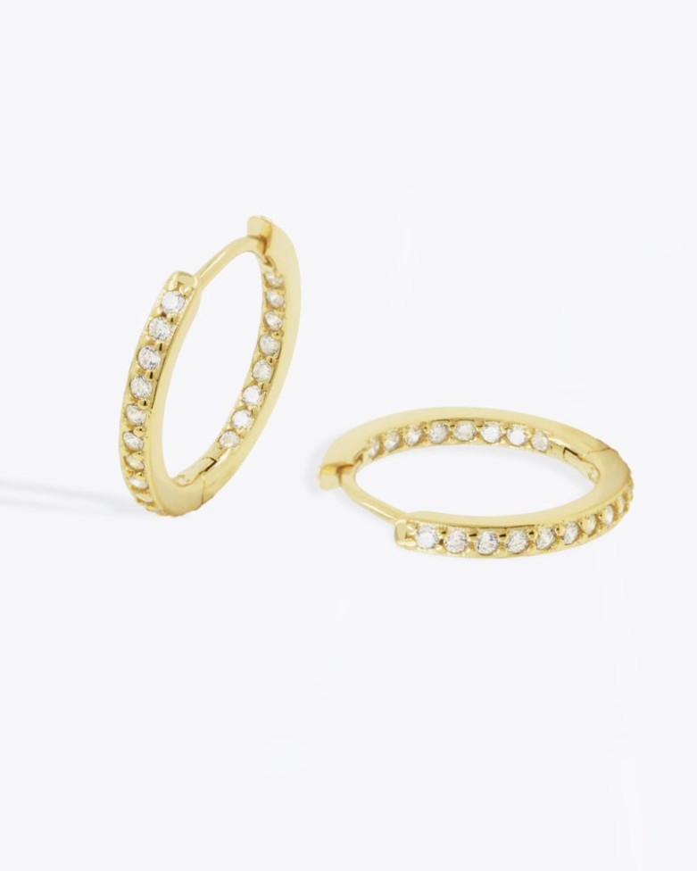 Aros OBI GOLD | Pendientes en plata dorada y circonitas blancas - moon