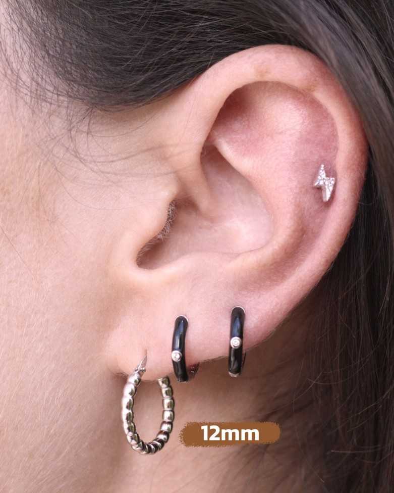 BULMA EARRINGS | In silver with balls along the entire ring - moon
